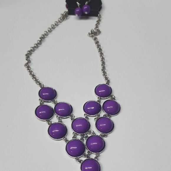 Paparazzi Purple Statement Necklace and Earring Set - Picture 1 of 4